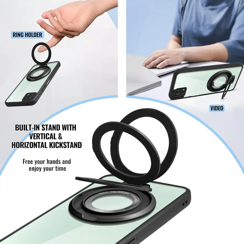 Soft Frame Clear Case Ring Holder Kickstand For Samsung A22 5G - Image 4