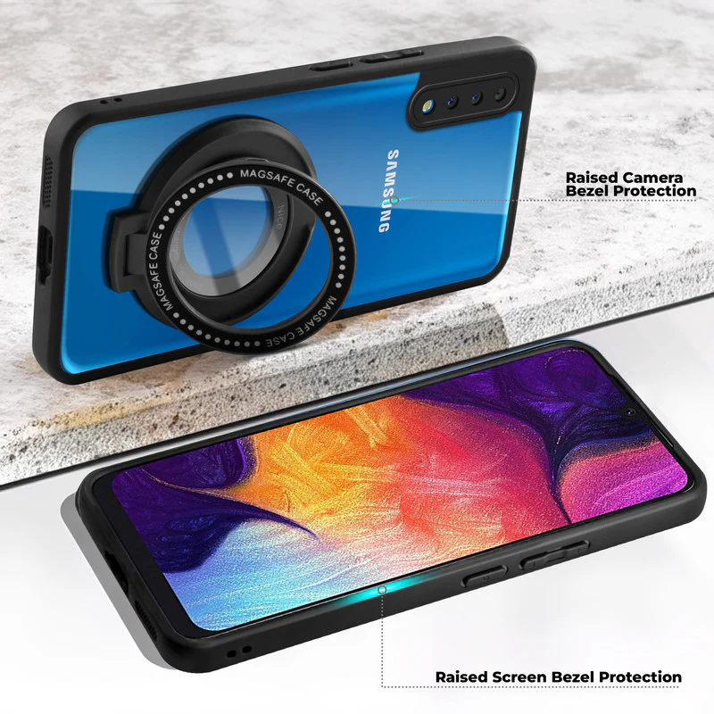 Soft Frame Clear Case Ring Holder Kickstand For Samsung A50 - Image 3