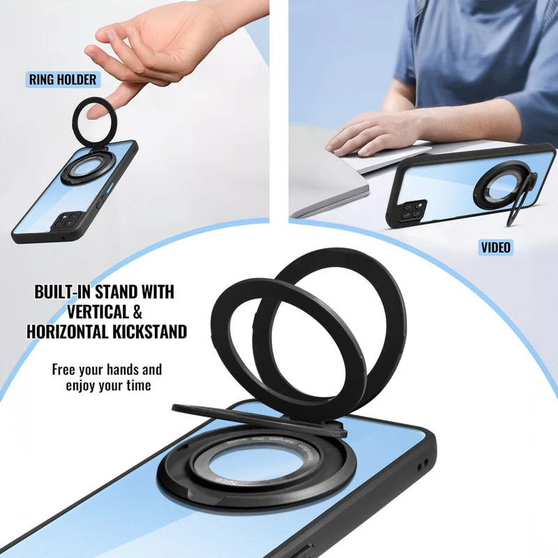 Soft Frame Clear Case Ring Holder Kickstand For Samsung F42 5G - Image 4