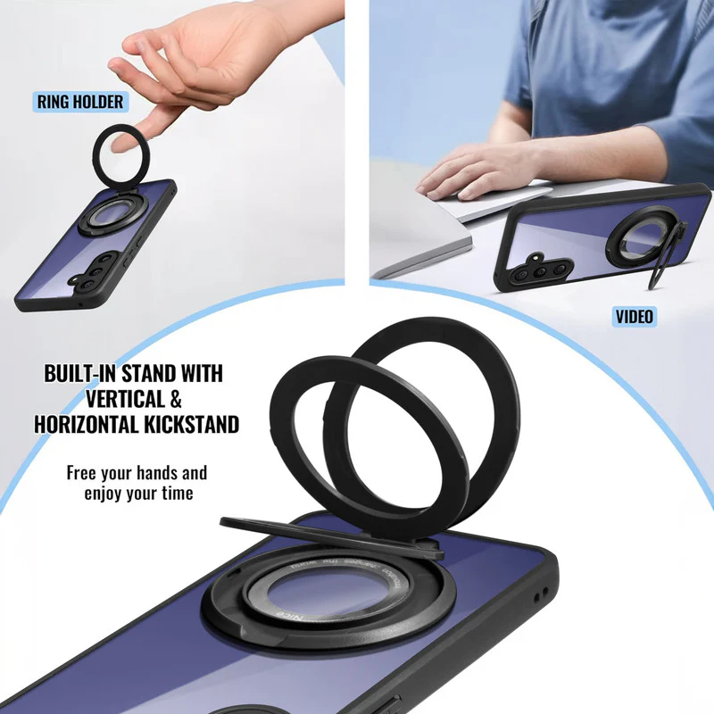 Soft Frame Clear Case Ring Holder Kickstand For Samsung F56 5G - Image 4
