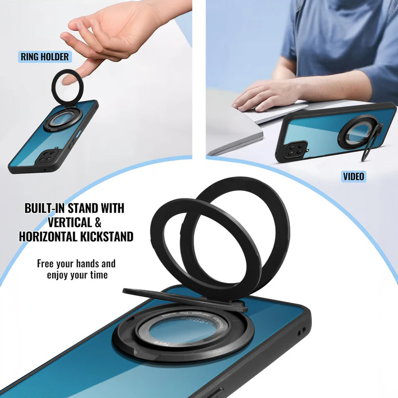 Soft Frame Clear Case Ring Holder Kickstand For Samsung M12 - Image 4