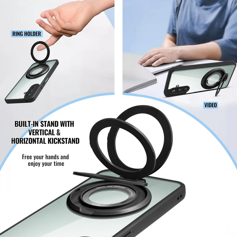 Soft Frame Clear Case Ring Holder Kickstand For Samsung M36 - Image 4