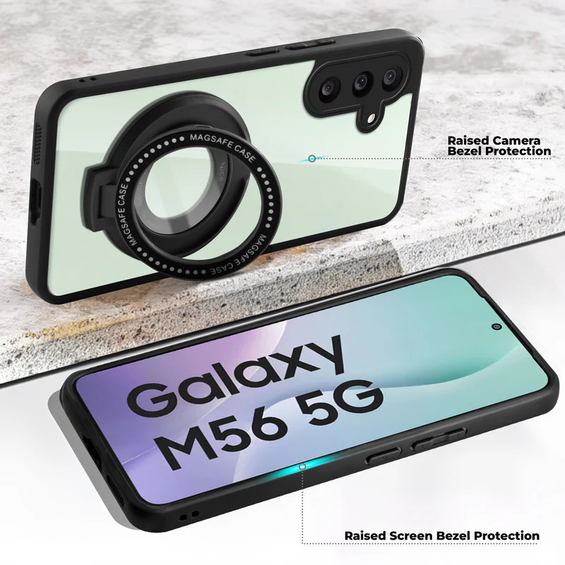 Soft Frame Clear Case Ring Holder Kickstand For Samsung M56 5G - Image 3
