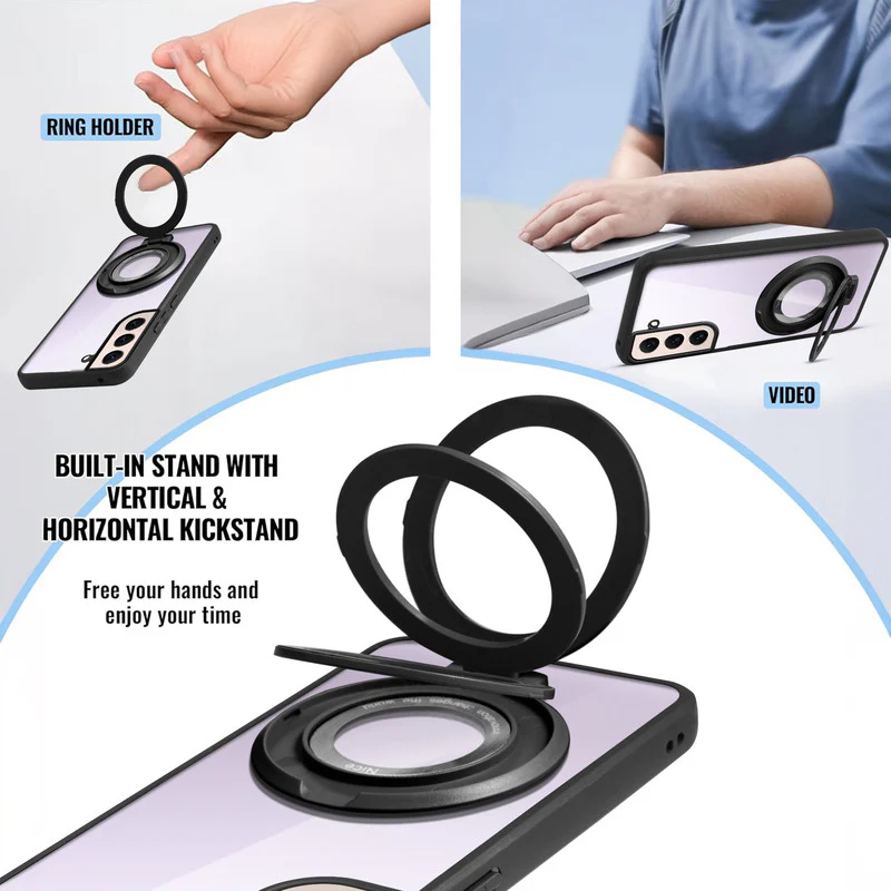 Soft Frame Clear Case Ring Holder Kickstand For Samsung S22 5G - Image 4