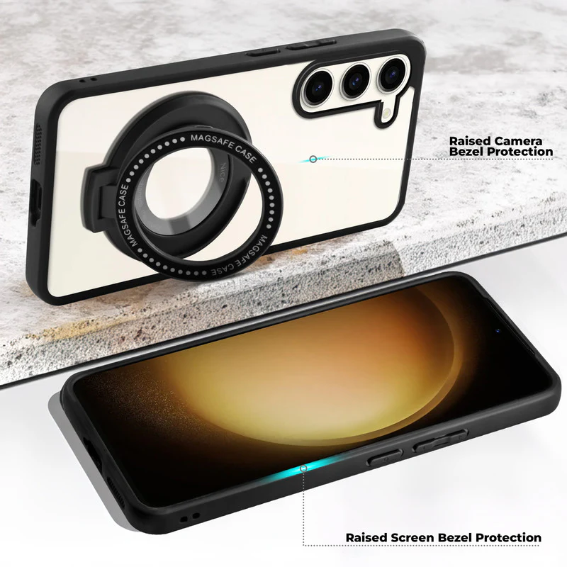 Soft Frame Clear Case Ring Holder Kickstand For Samsung S23 5G - Image 3