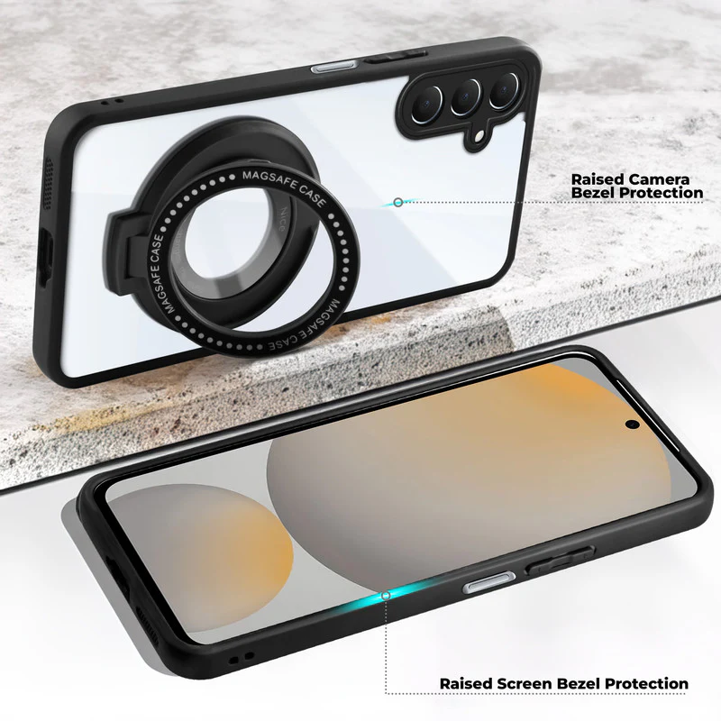 Soft Frame Clear Case Ring Holder Kickstand For Samsung S24 FE 5G - Image 3