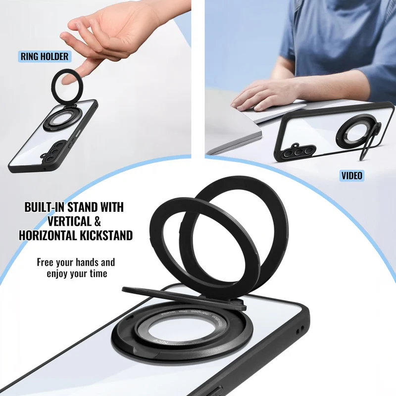 Soft Frame Clear Case Ring Holder Kickstand For Samsung S24 FE 5G - Image 4
