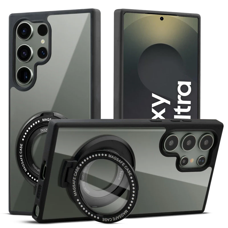 Soft Frame Clear Case Ring Holder Kickstand For Samsung S25 Ultra 5G