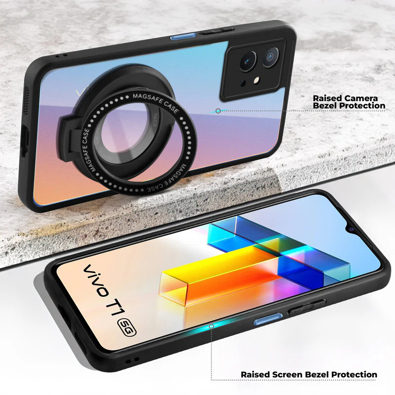Soft Frame Clear Case Ring Holder Kickstand For Vivo T1 5G - Image 3