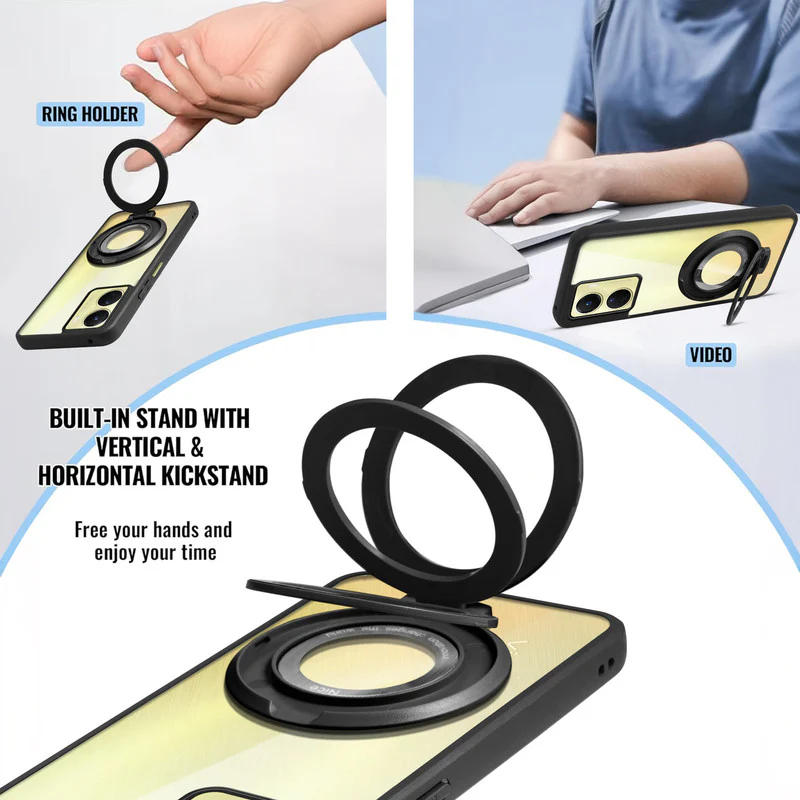 Soft Frame Clear Case Ring Holder Kickstand For Vivo T2 5G - Image 4