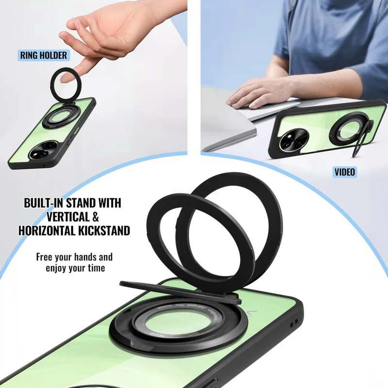 Soft Frame Clear Case Ring Holder Kickstand For Vivo T3x 5G - Image 4