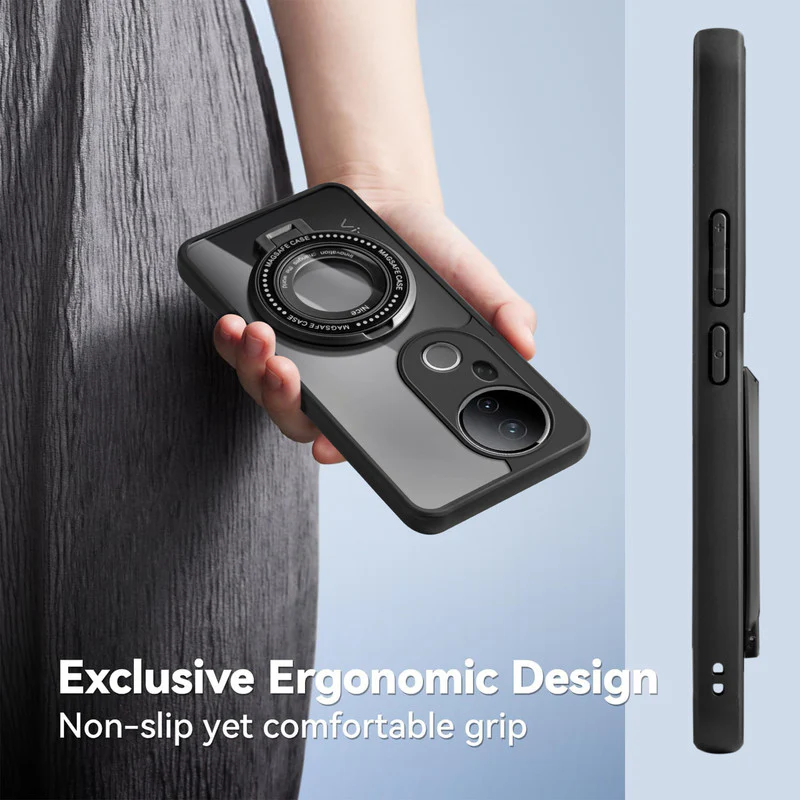 Soft Frame Clear Case Ring Holder Kickstand For Vivo T4 Ultra 5G - Image 5