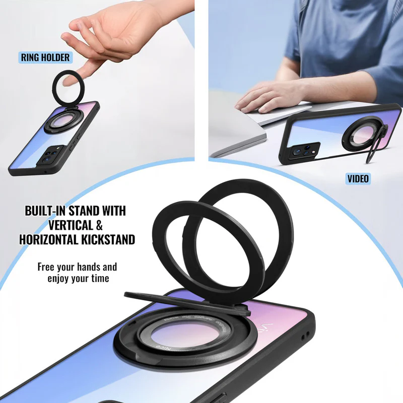 Soft Frame Clear Case Ring Holder Kickstand For Vivo V21 - Image 4