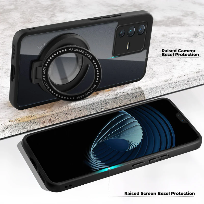 Soft Frame Clear Case Ring Holder Kickstand For Vivo V23 5G - Image 3