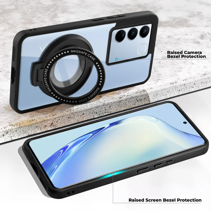 Soft Frame Clear Case Ring Holder Kickstand For Vivo V27 Pro 5G - Image 3