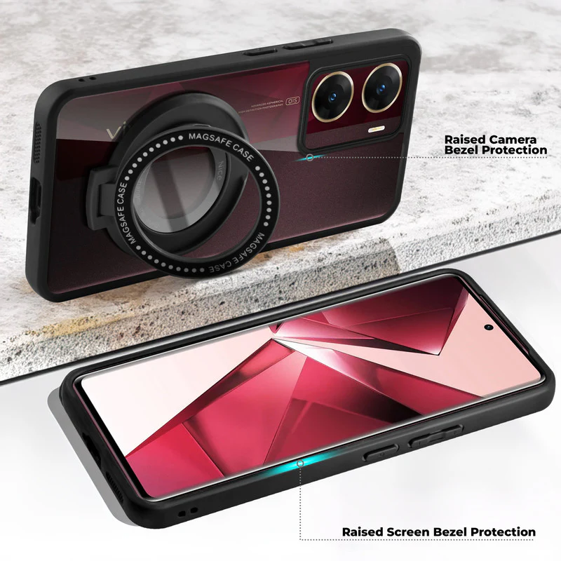 Soft Frame Clear Case Ring Holder Kickstand For Vivo V29e 5G - Image 3