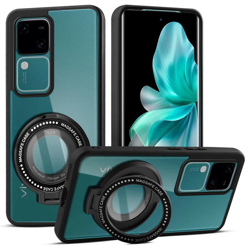 Soft Frame Clear Case Ring Holder Kickstand For Vivo V30 5G