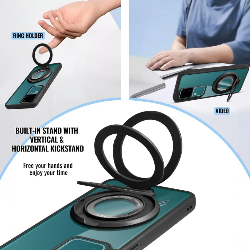 Soft Frame Clear Case Ring Holder Kickstand For Vivo V30 5G - Image 4