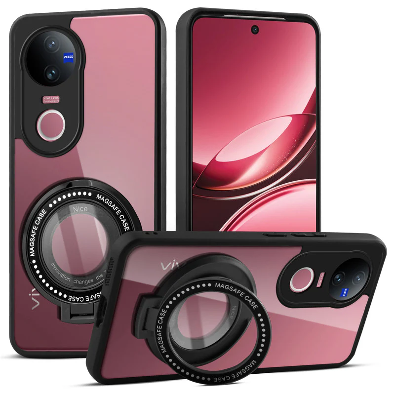 Soft Frame Clear Case Ring Holder Kickstand For Vivo V50 5G