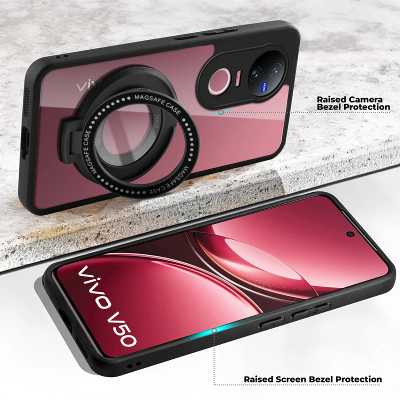 Soft Frame Clear Case Ring Holder Kickstand For Vivo V50 5G - Image 3