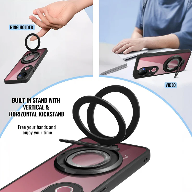 Soft Frame Clear Case Ring Holder Kickstand For Vivo V50 5G - Image 4
