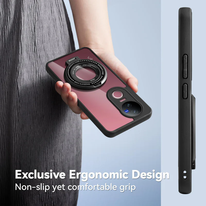 Soft Frame Clear Case Ring Holder Kickstand For Vivo V50 5G - Image 5