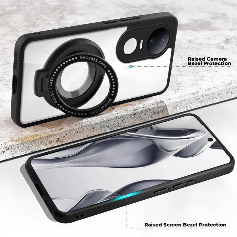 Soft Frame Clear Case Ring Holder Kickstand For Vivo V50e 5G - Image 3