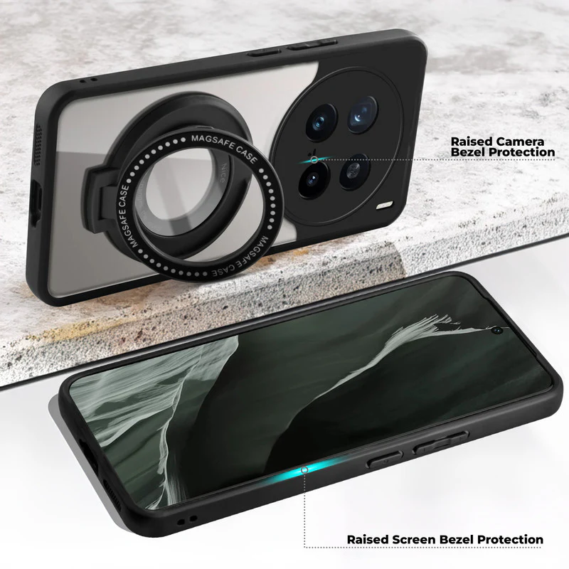 Soft Frame Clear Case Ring Holder Kickstand For Vivo X200 Pro 5G - Image 3