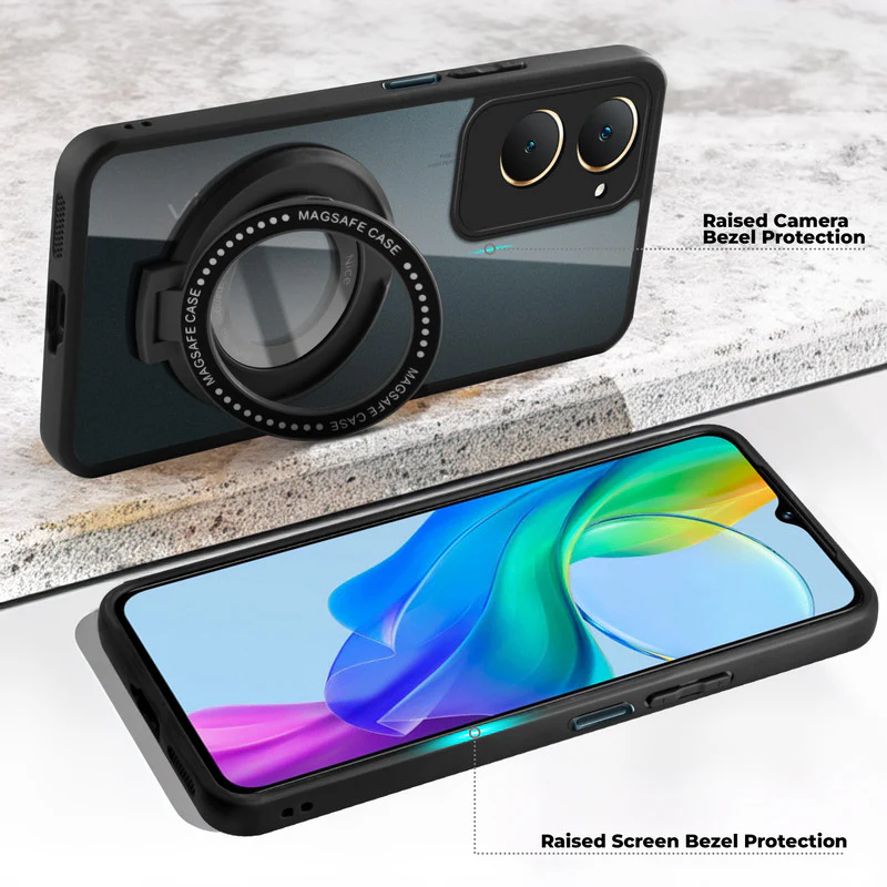 Soft Frame Clear Case Ring Holder Kickstand For Vivo Y18e - Image 3