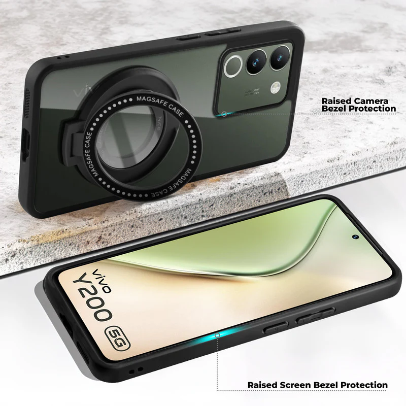 Soft Frame Clear Case Ring Holder Kickstand For Vivo Y200 5G - Image 3