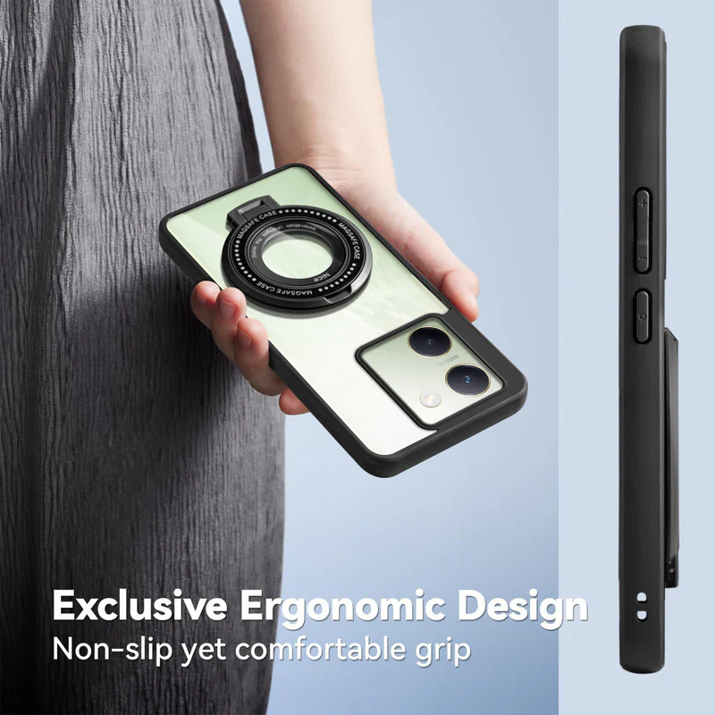 Soft Frame Clear Case Ring Holder Kickstand For Vivo Y200 Pro 5G - Image 5