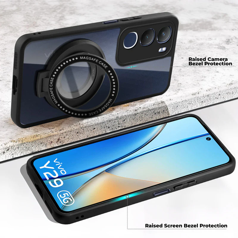 Soft Frame Clear Case Ring Holder Kickstand For Vivo Y29 5G - Image 3