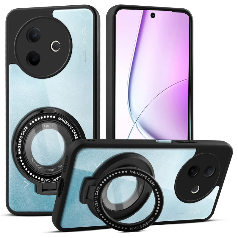 Soft Frame Clear Case Ring Holder Kickstand For Vivo Y39 5G
