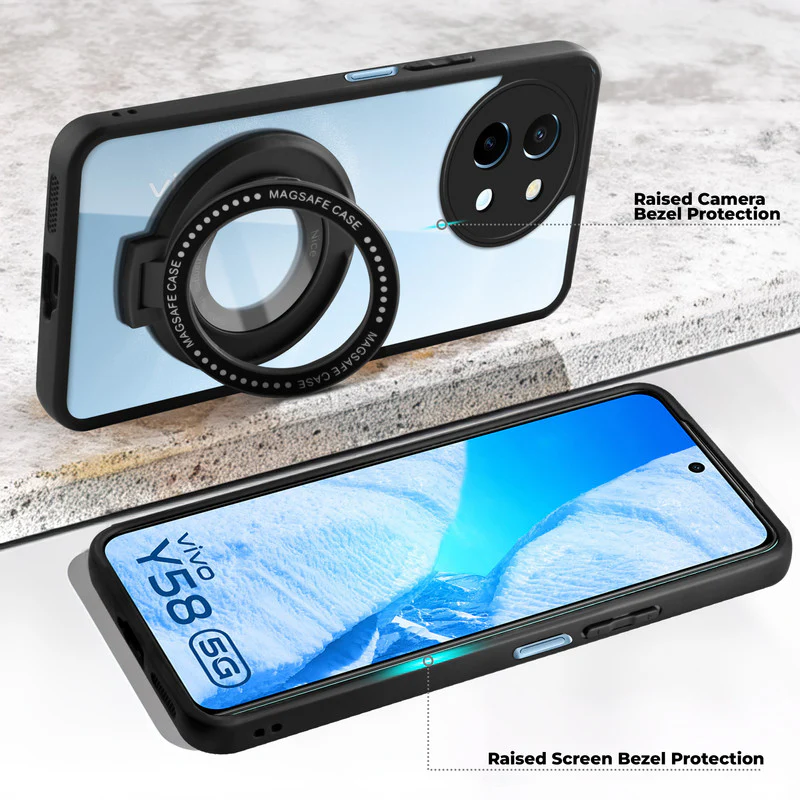 Soft Frame Clear Case Ring Holder Kickstand For Vivo Y58 5G - Image 3