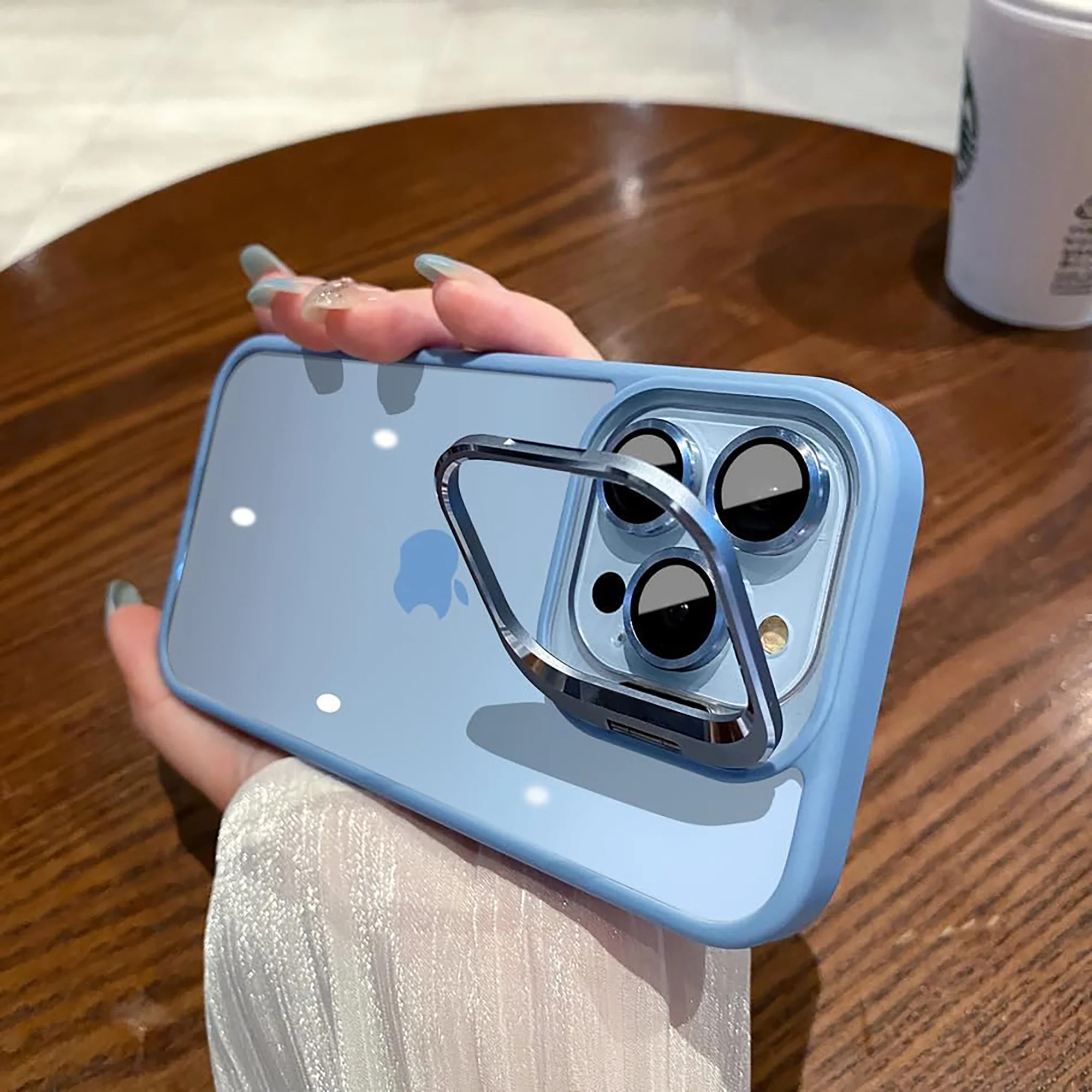 Transparent case with camera ring stand lens protector Back cover for Apple iPhone 15 Pro - Image 29