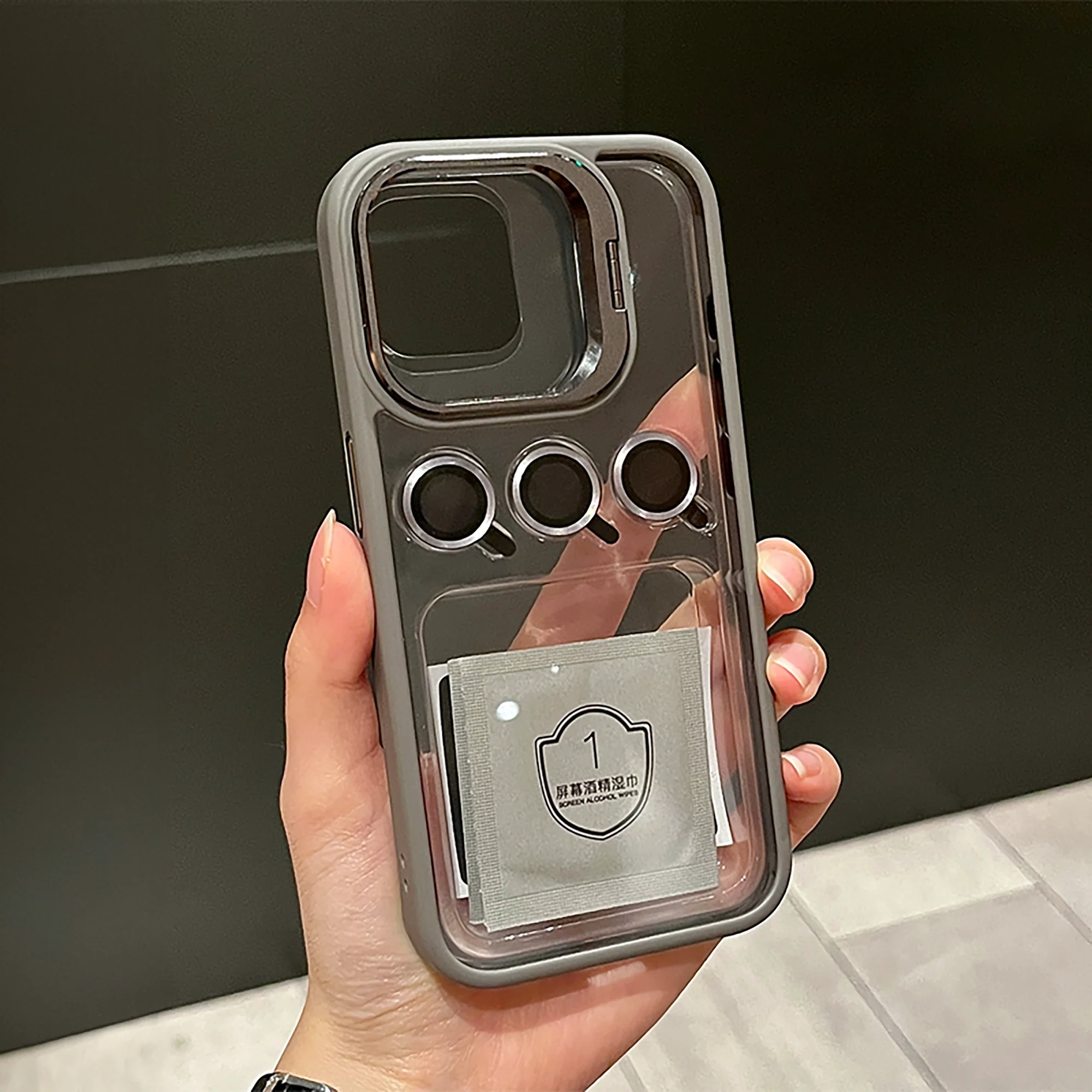Transparent case with camera ring stand lens protector Back cover for Apple iPhone 15 Pro Max - Image 20