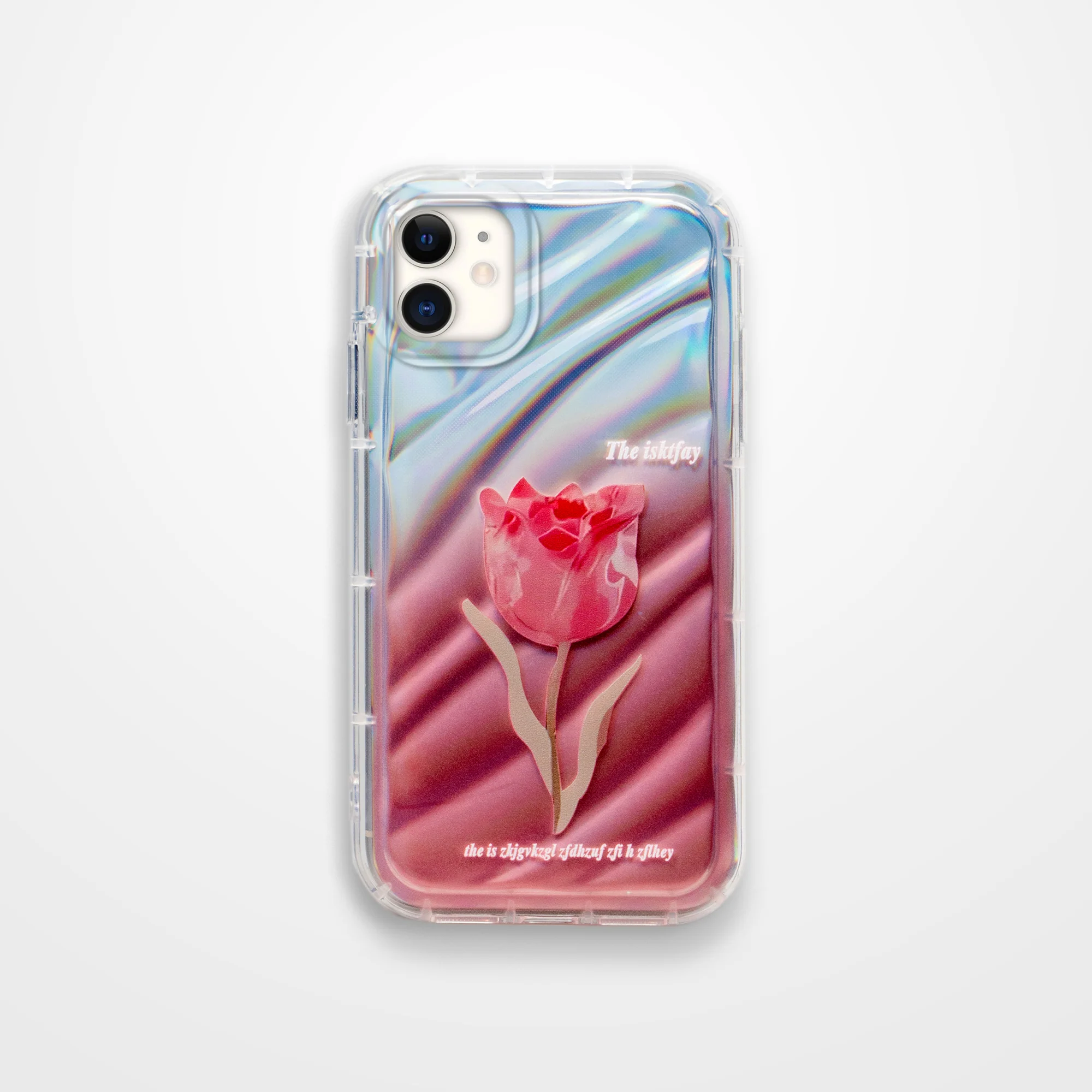 Tulip Flower Print Transparent Back Cover for Apple iPhone 12 - Image 3