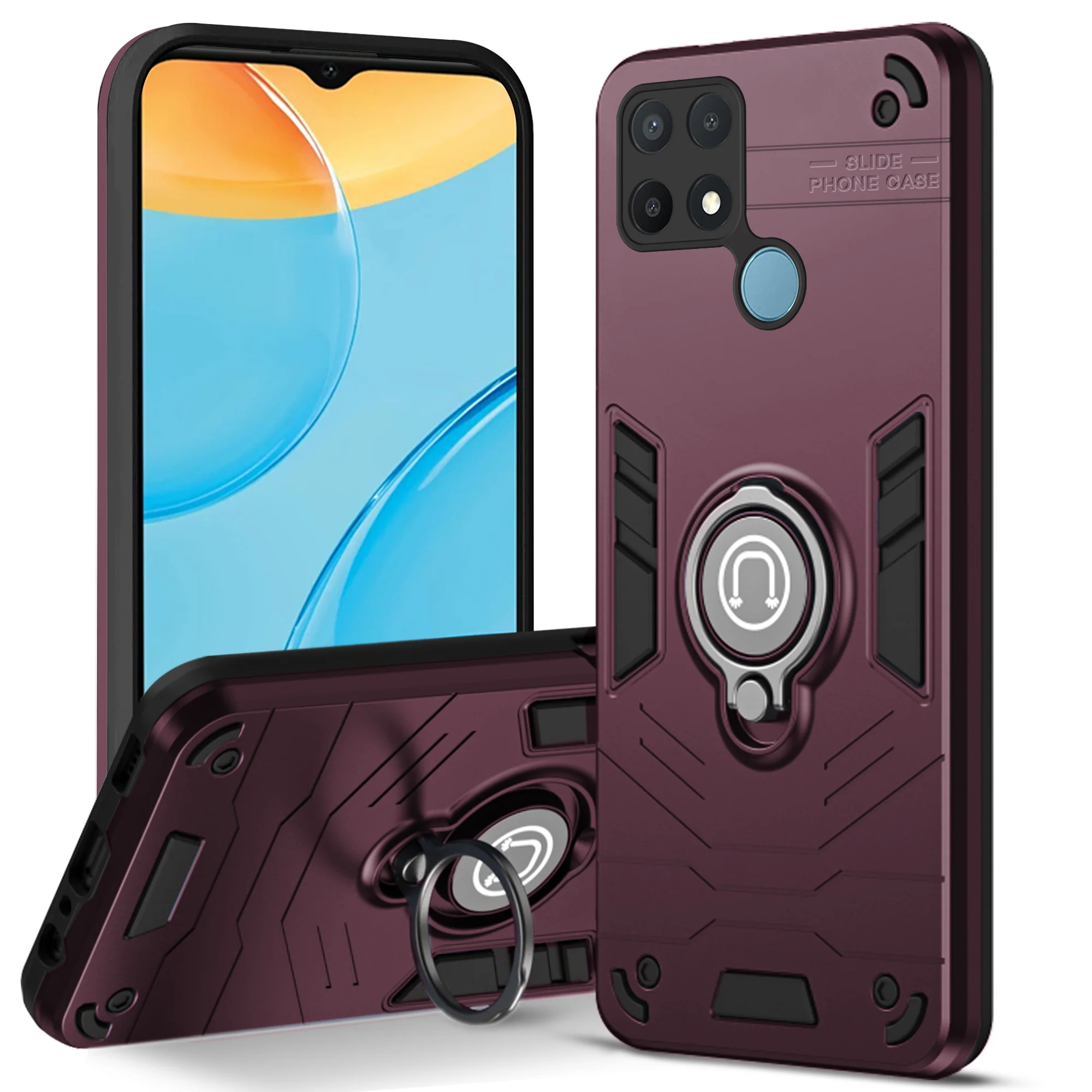 Ultra Rugged Armor Case with Rotating Ring Holder Back Case For Oppo A15 - Image 31
