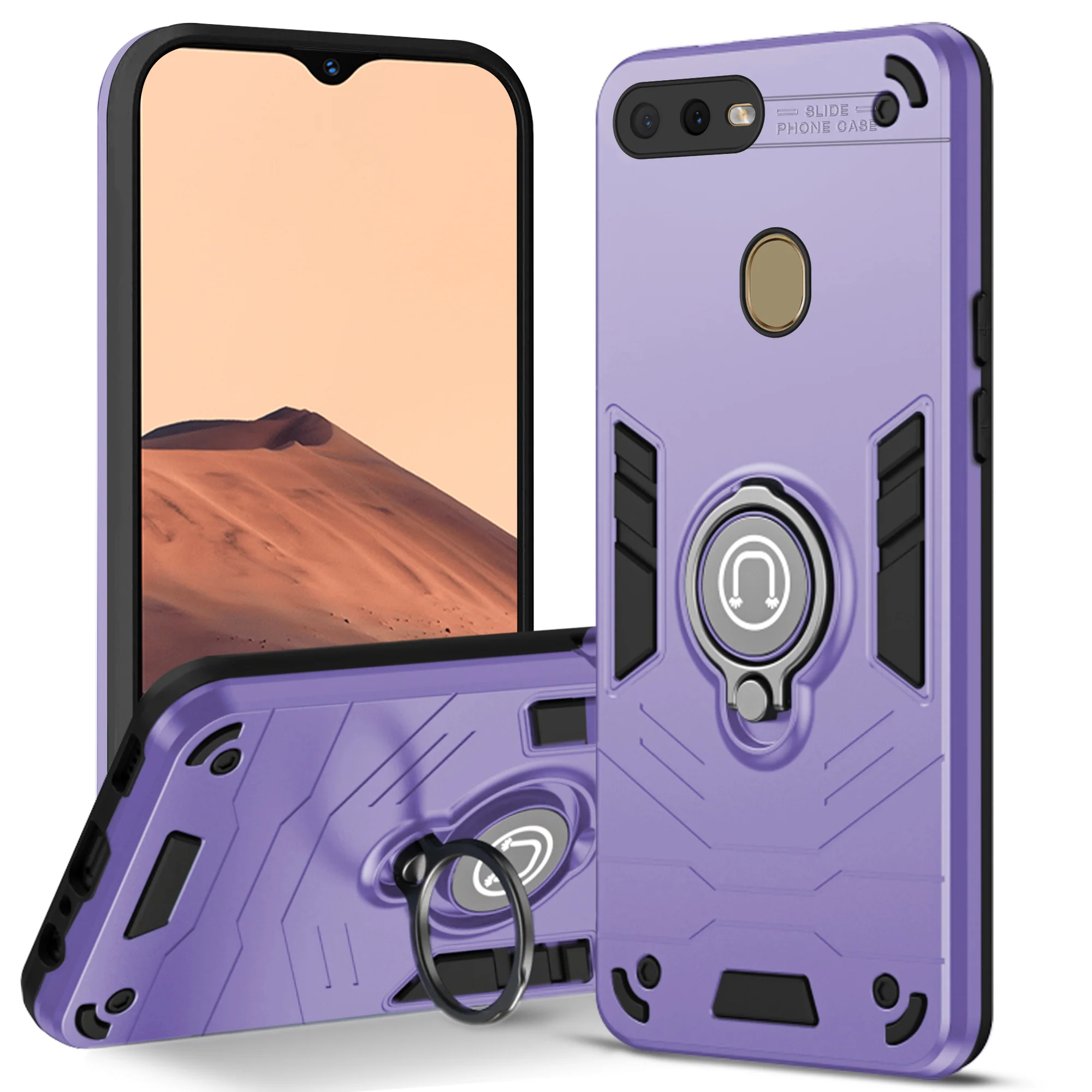 Ultra Rugged Armor Case with Rotating Ring Holder Back Case For Oppo A5s - Image 13
