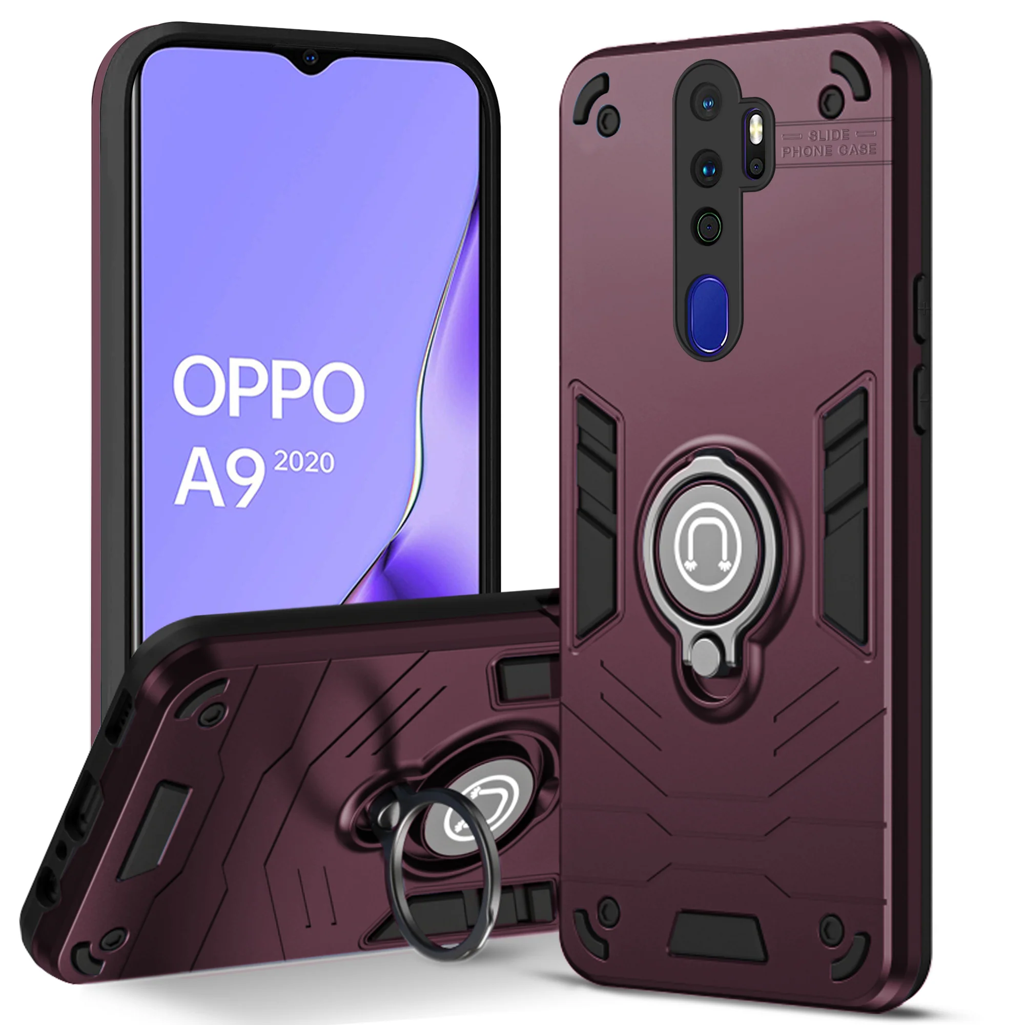 Ultra Rugged Armor Case with Rotating Ring Holder Back Case For Oppo A9 2020 - Image 25