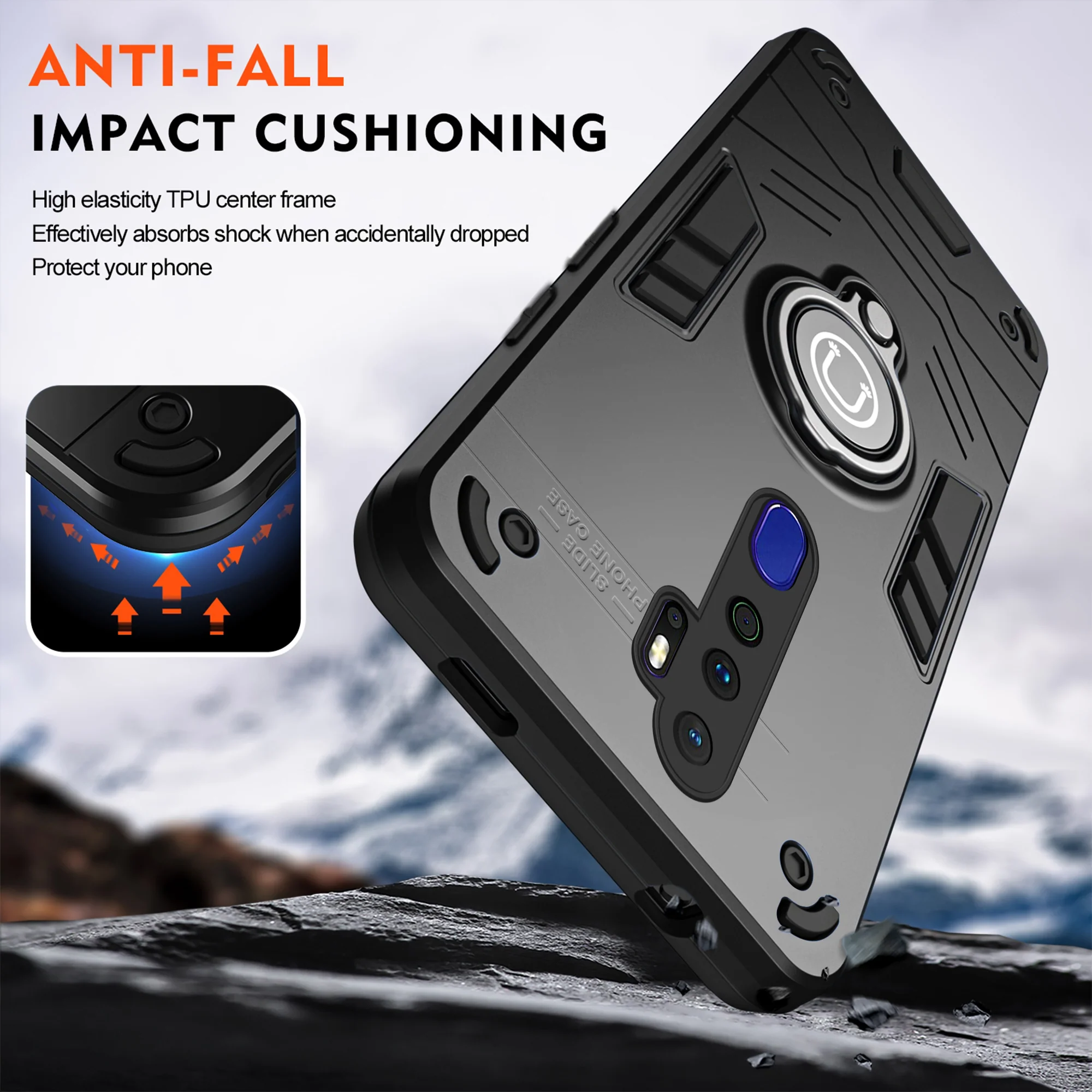 Ultra Rugged Armor Case with Rotating Ring Holder Back Case For Oppo A9 2020 - Image 5