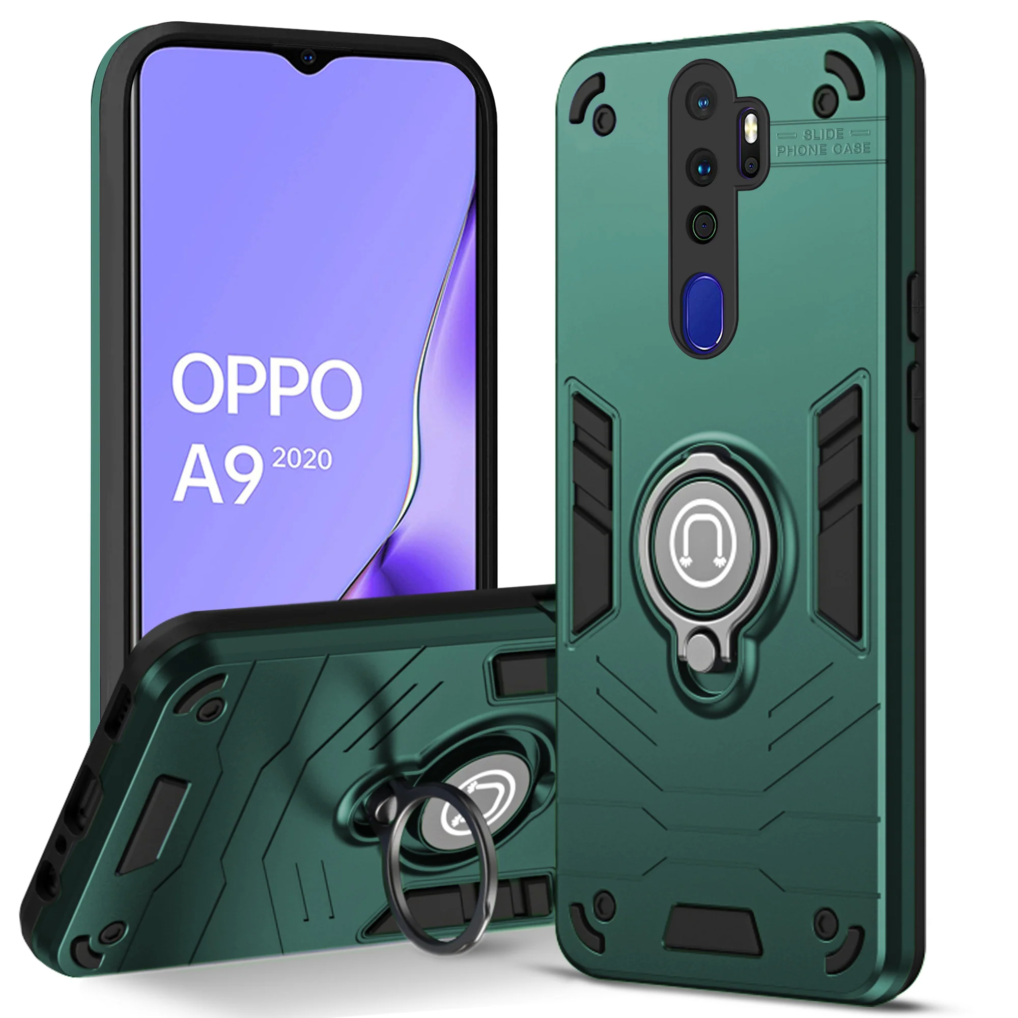 Ultra Rugged Armor Case with Rotating Ring Holder Back Case For Oppo A9 2020 - Image 7