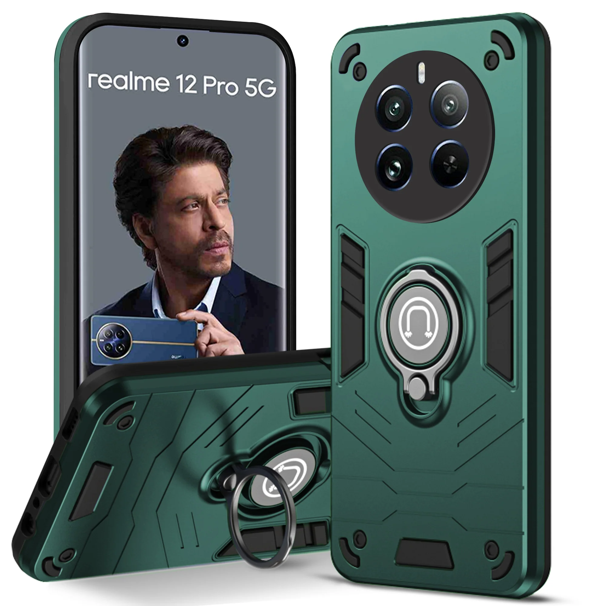 Ultra Rugged Armor Case with Rotating Ring Holder Back Case For Realme 12 Pro 5G - Image 7