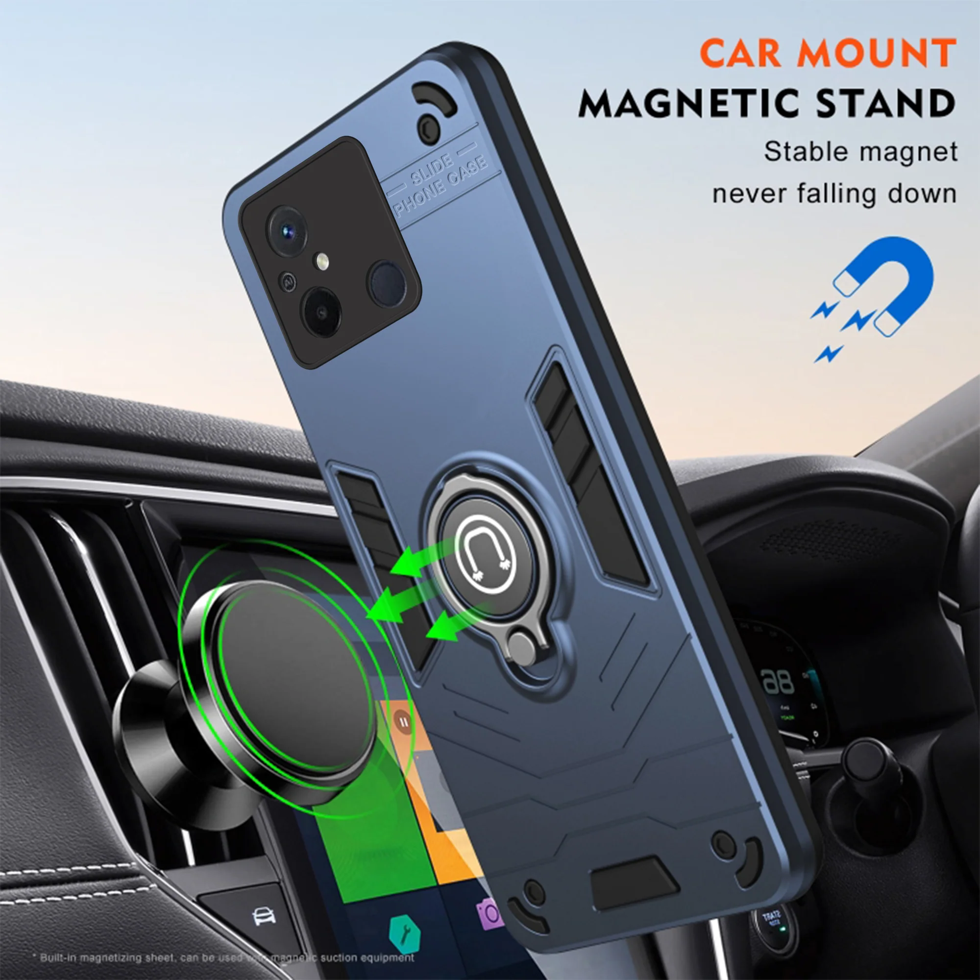 Ultra Rugged Armor Case with Rotating Ring Holder Back Case For Redmi 12C - Image 30