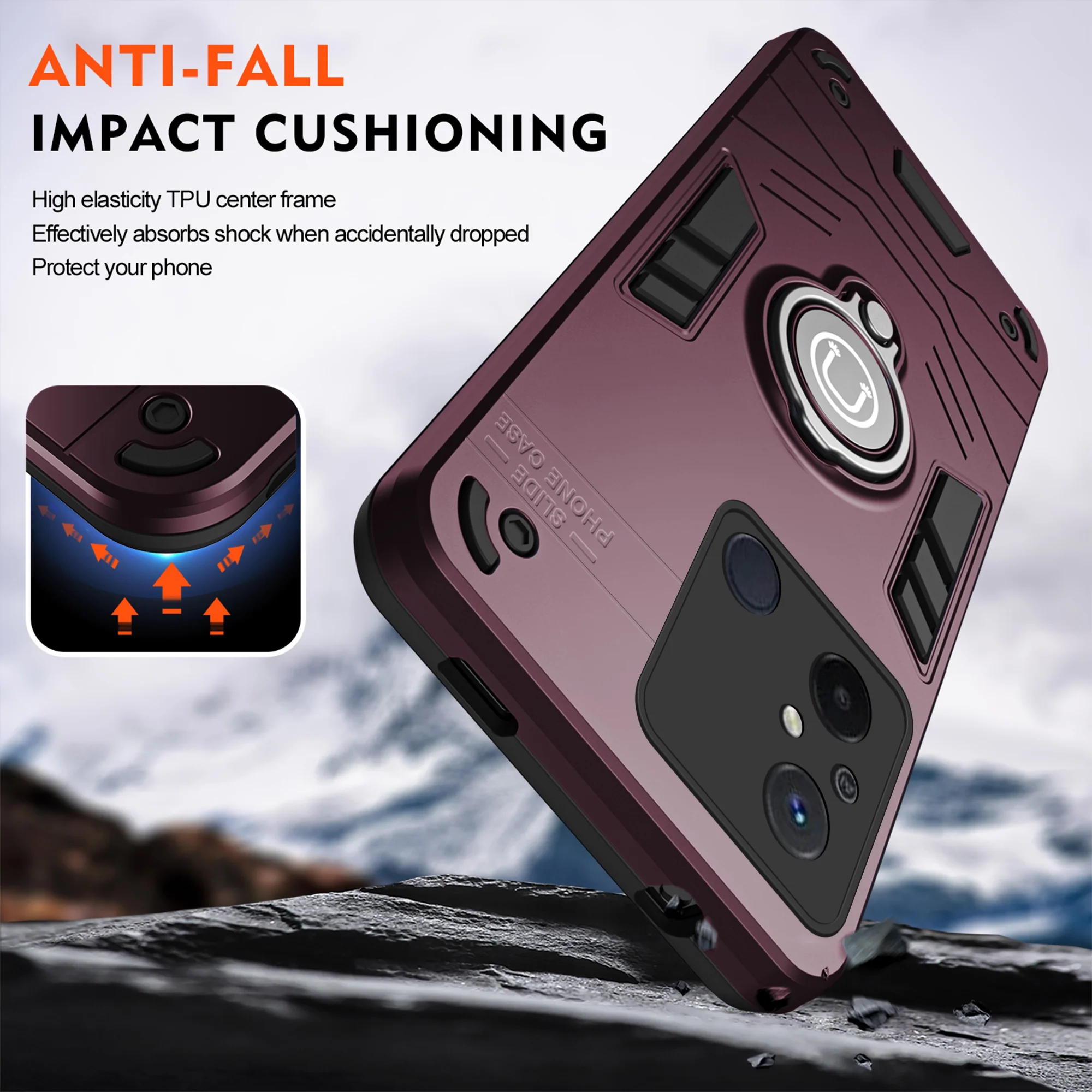 Ultra Rugged Armor Case with Rotating Ring Holder Back Case For Redmi 12C - Image 35