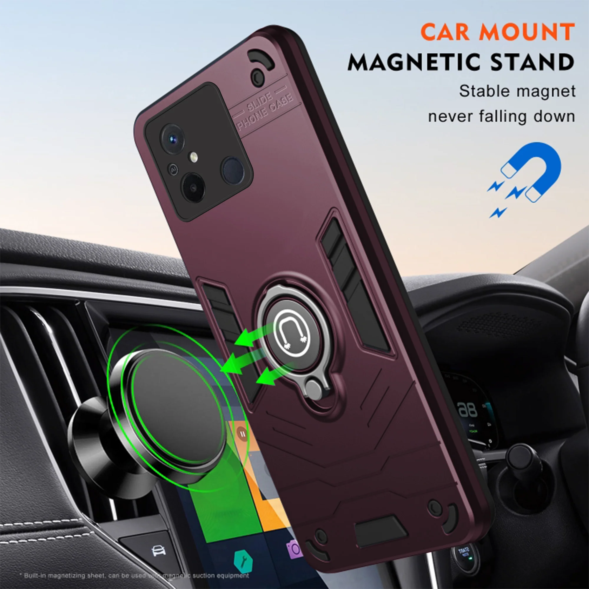 Ultra Rugged Armor Case with Rotating Ring Holder Back Case For Redmi 12C - Image 36