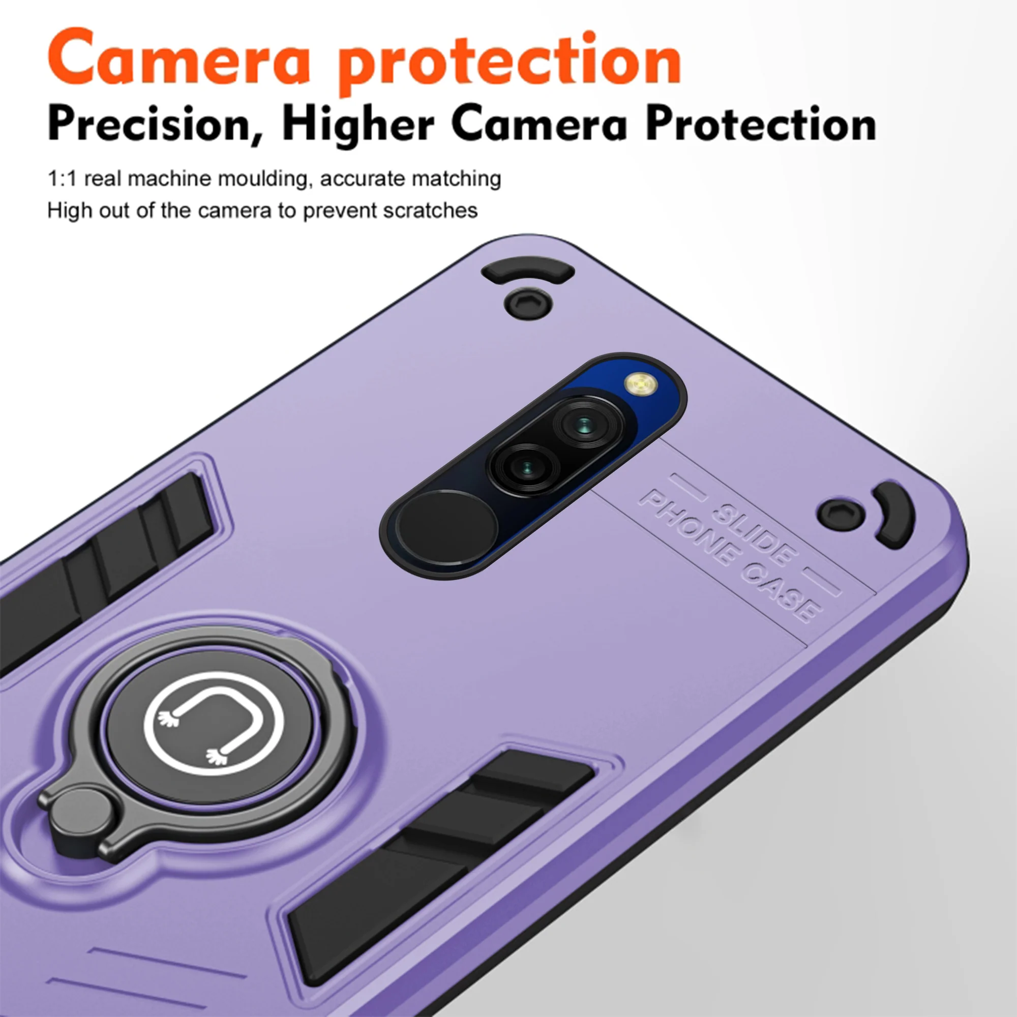 Ultra Rugged Armor Case with Rotating Ring Holder Back Case For Redmi 8 - Image 16