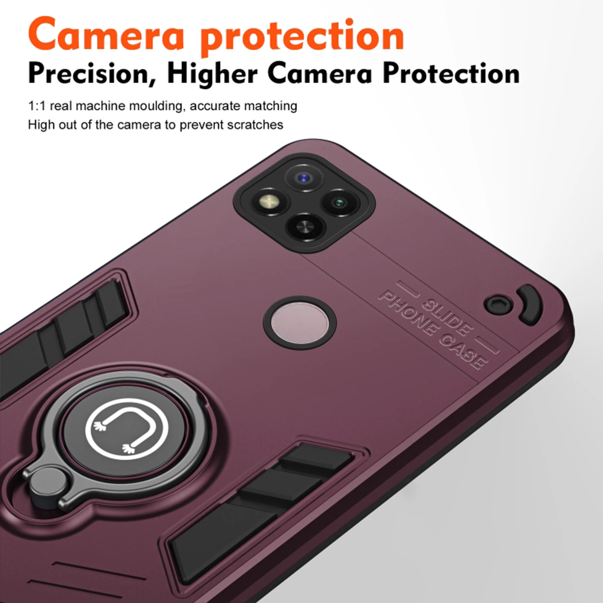 Ultra Rugged Armor Case with Rotating Ring Holder Back Case For Redmi 9C - Image 34
