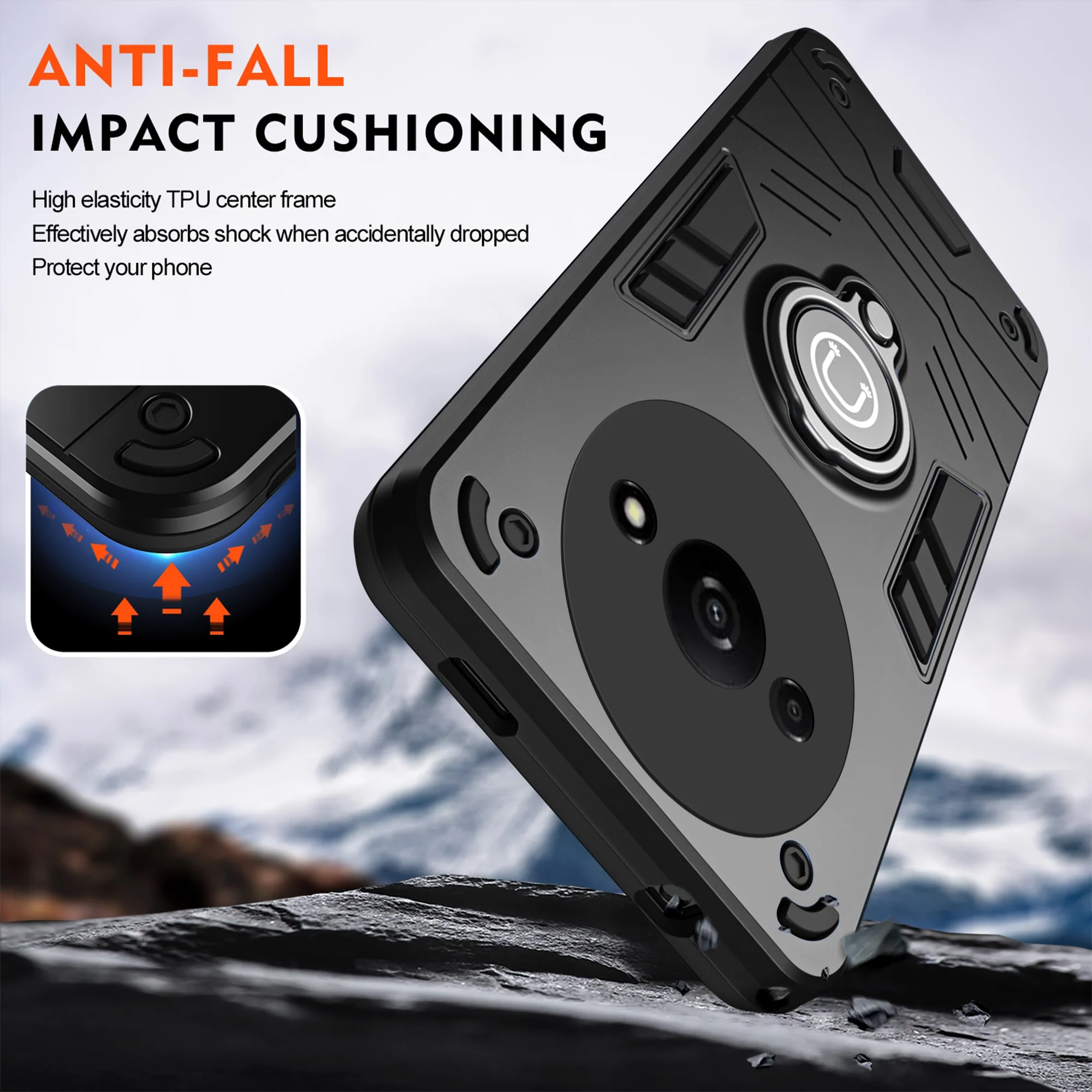 Ultra Rugged Armor Case with Rotating Ring Holder Back Case For Redmi A3 2024 - Image 5