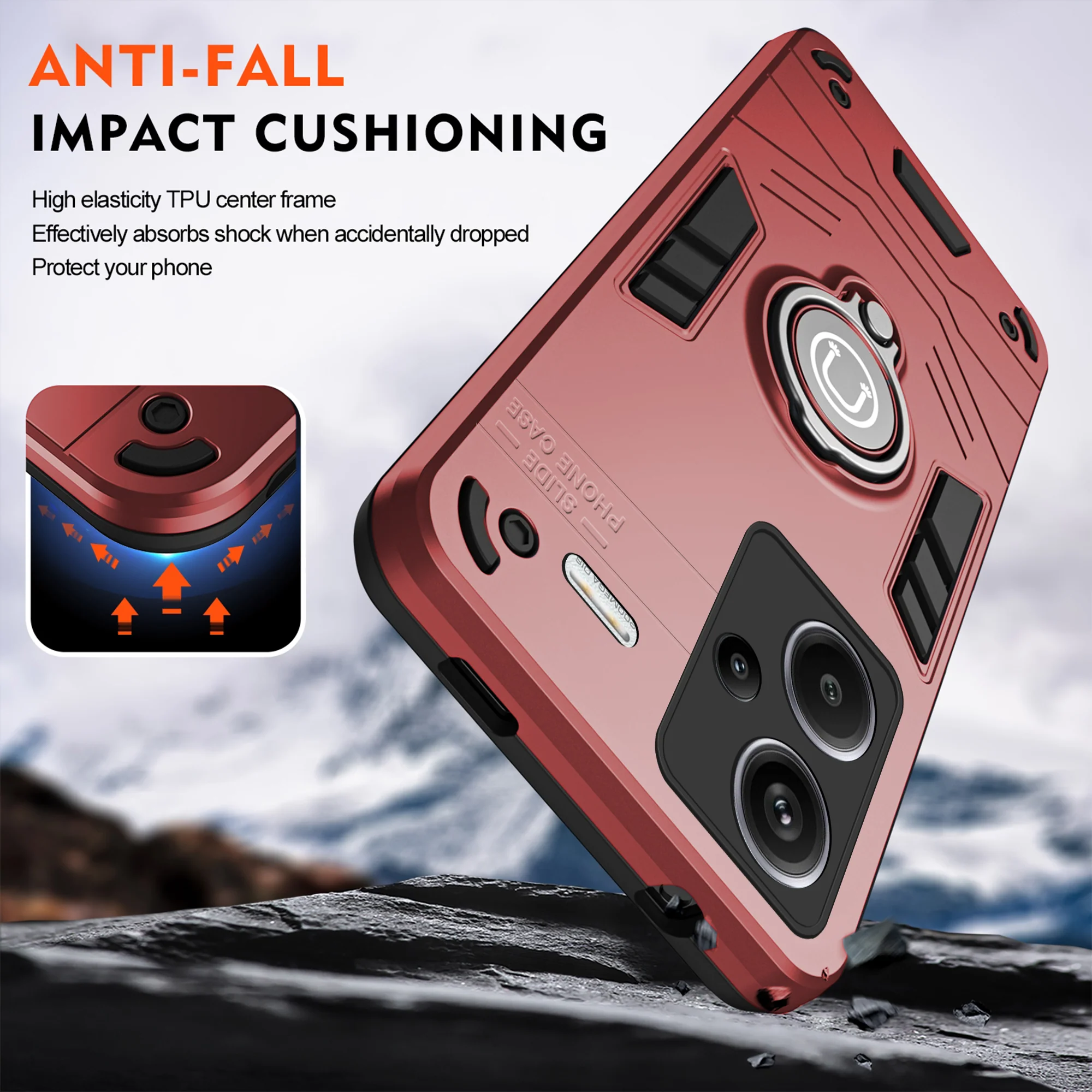 Ultra Rugged Armor Case with Rotating Ring Holder Back Case For Redmi Note 13 Pro Plus 5G - Image 5